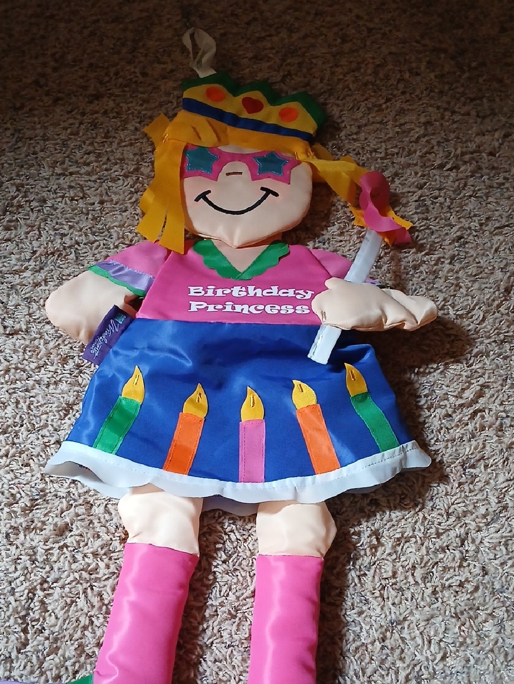 GANZ Birthday Princess Doll in Pink, Blue & Yellow 3 D Windsock